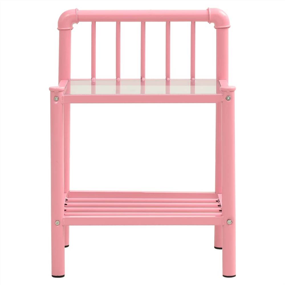 Bedside Cabinets 2 pcs Pink and Transparent Metal and Glass