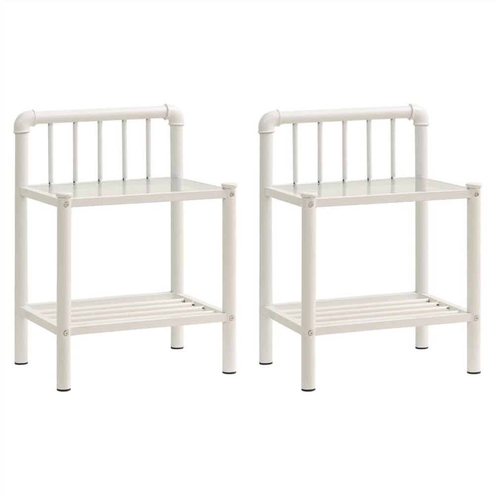 

Bedside Cabinets 2 pcs White and Transparent Metal and Glass