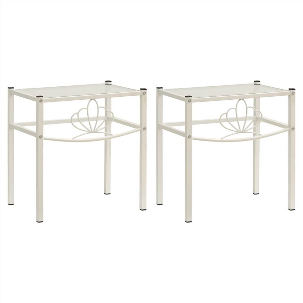 

Bedside Cabinets 2 pcs White and Transparent Metal and Glass