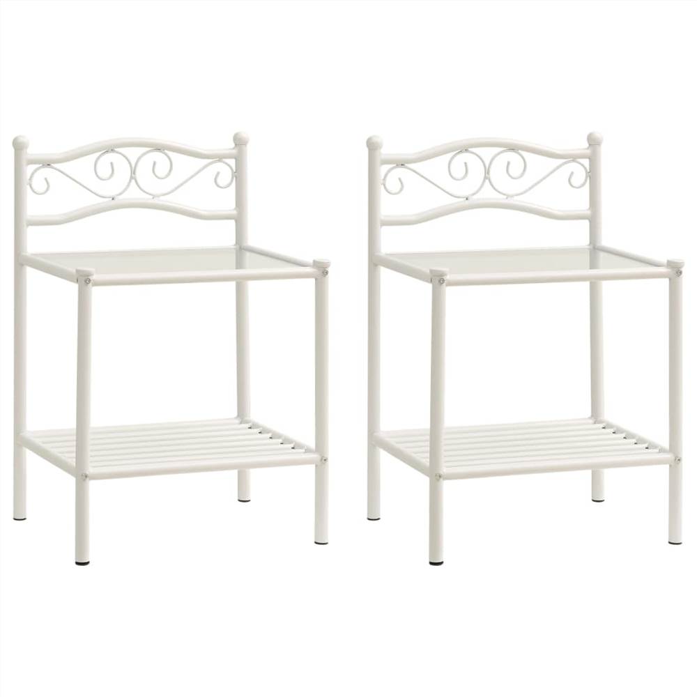 

Bedside Cabinets 2 pcs White and Transparent Metal and Glass