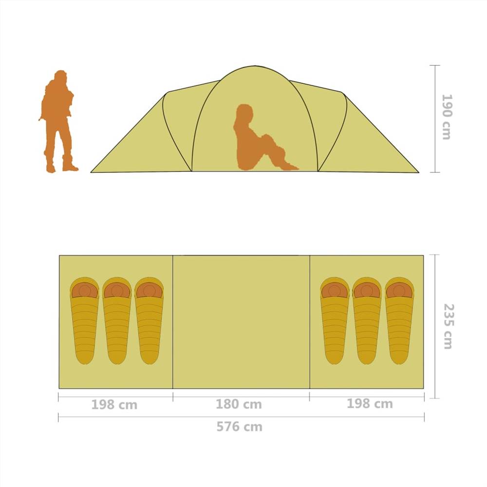 Camping Tent 6 Persons Grey and Orange