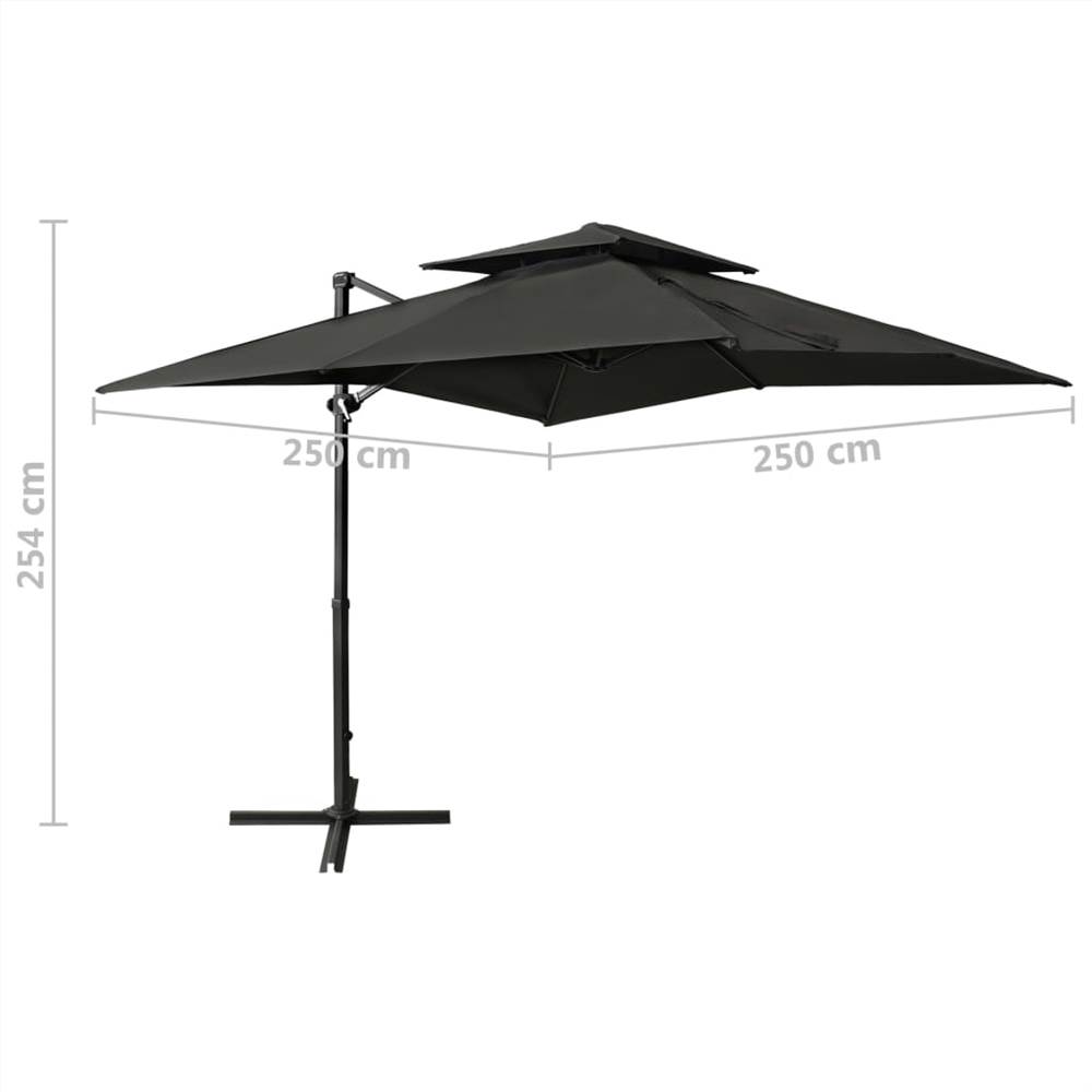 Cantilever Umbrella with Double Top 250x250 cm Anthracite