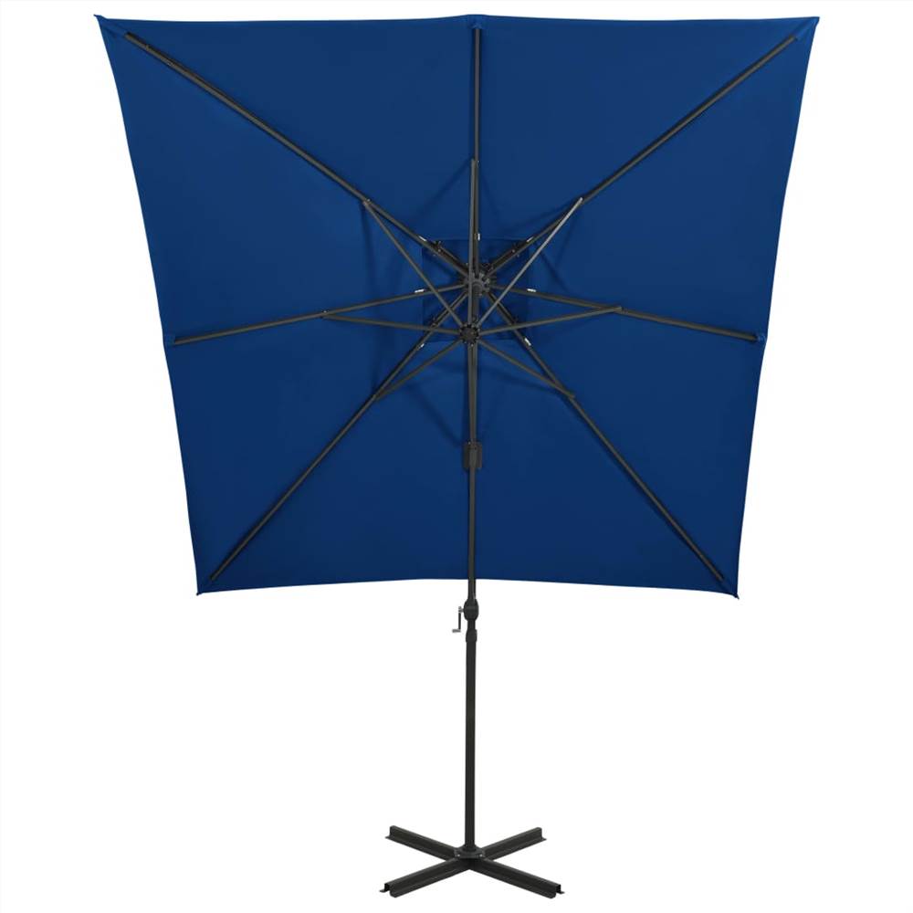 Cantilever Umbrella with Double Top 250x250 cm Azure Blue