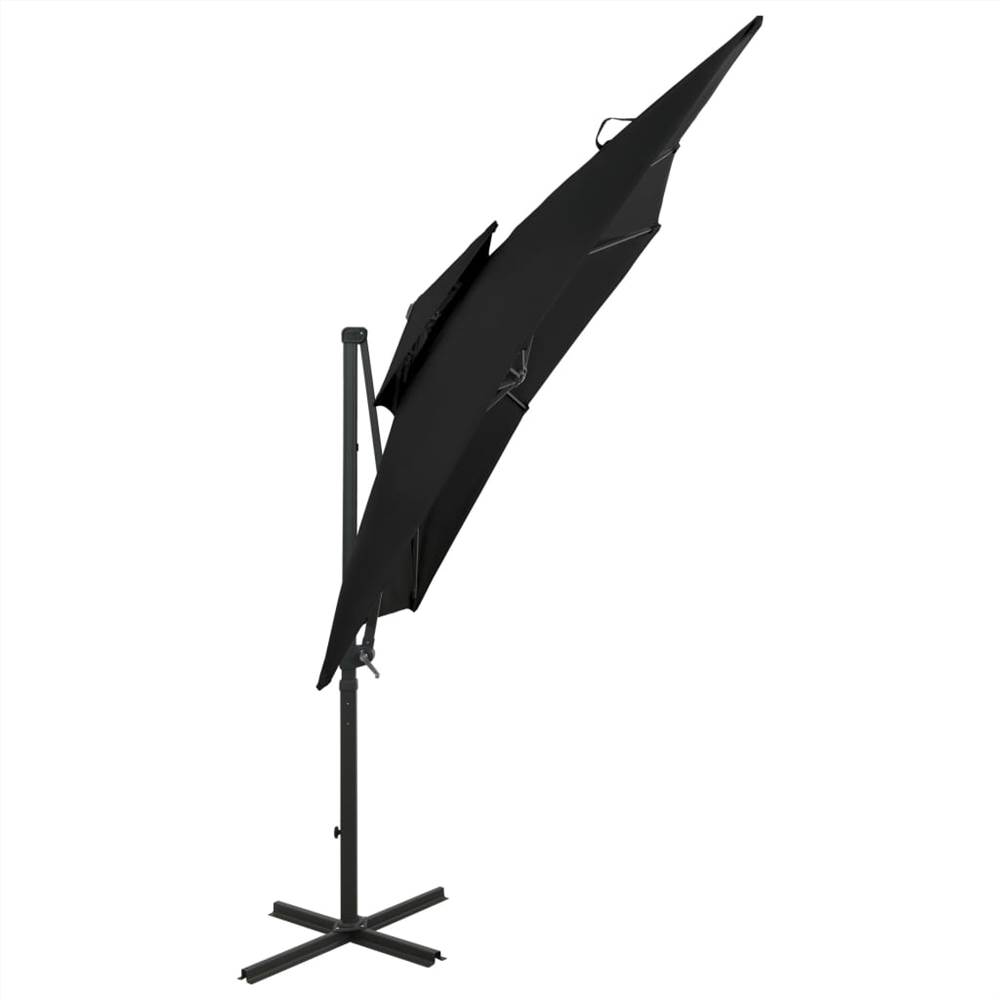 Cantilever Umbrella with Double Top 250x250 cm Black