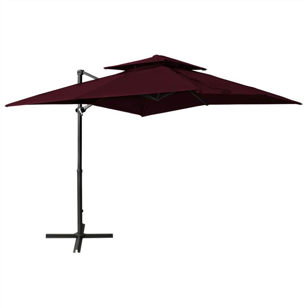Parapluie Cantilever avec Double Top 250x250 cm Bordeaux Rouge