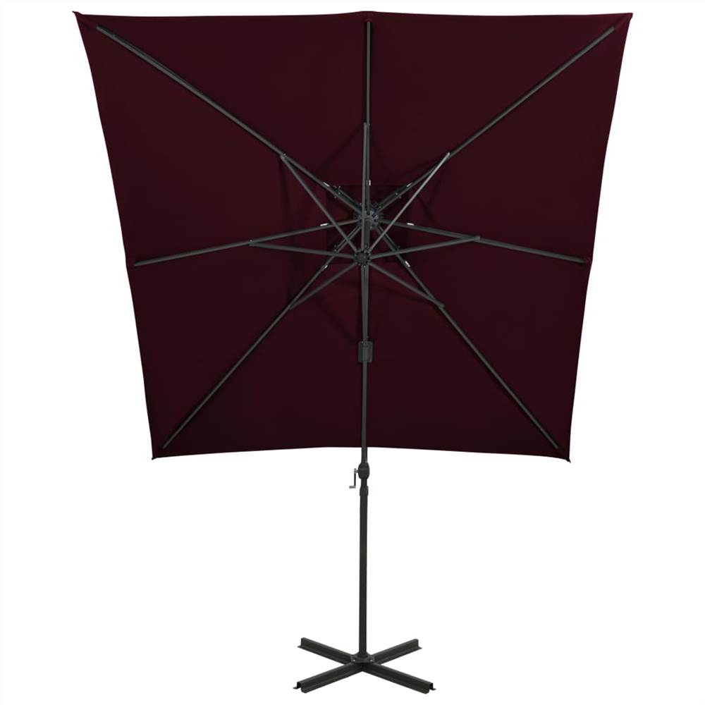 Cantilever Umbrella with Double Top 250x250 cm Bordeaux Red