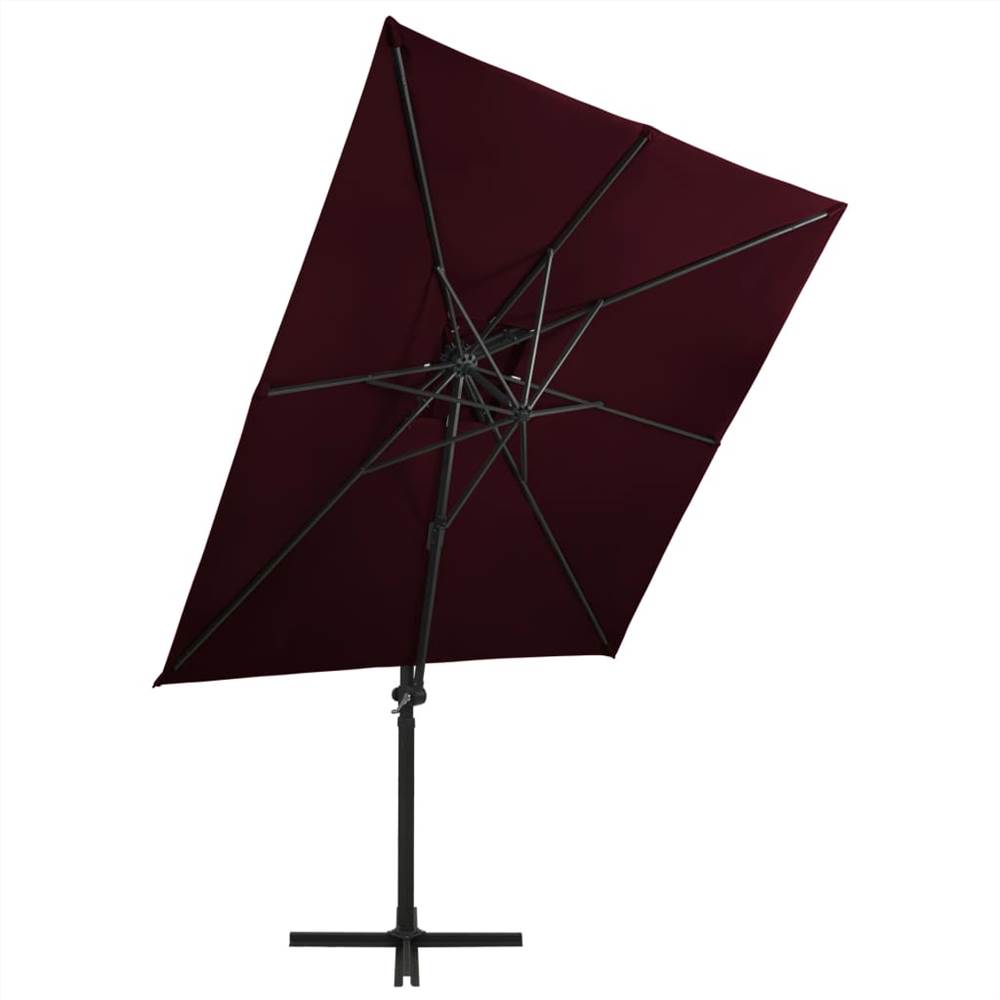 Cantilever Umbrella with Double Top 250x250 cm Bordeaux Red