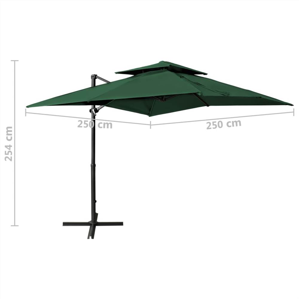 Cantilever Umbrella with Double Top 250x250 cm Green