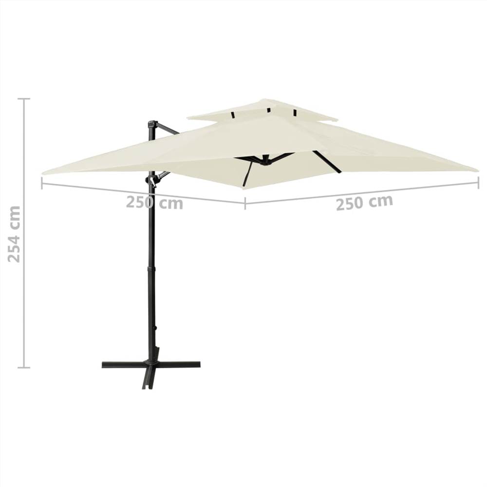 Cantilever Umbrella with Double Top 250x250 cm Sand