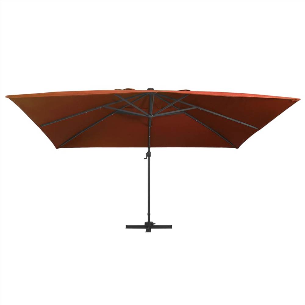 Cantilever Umbrella with LED Lights Terracotta 400x300 cm