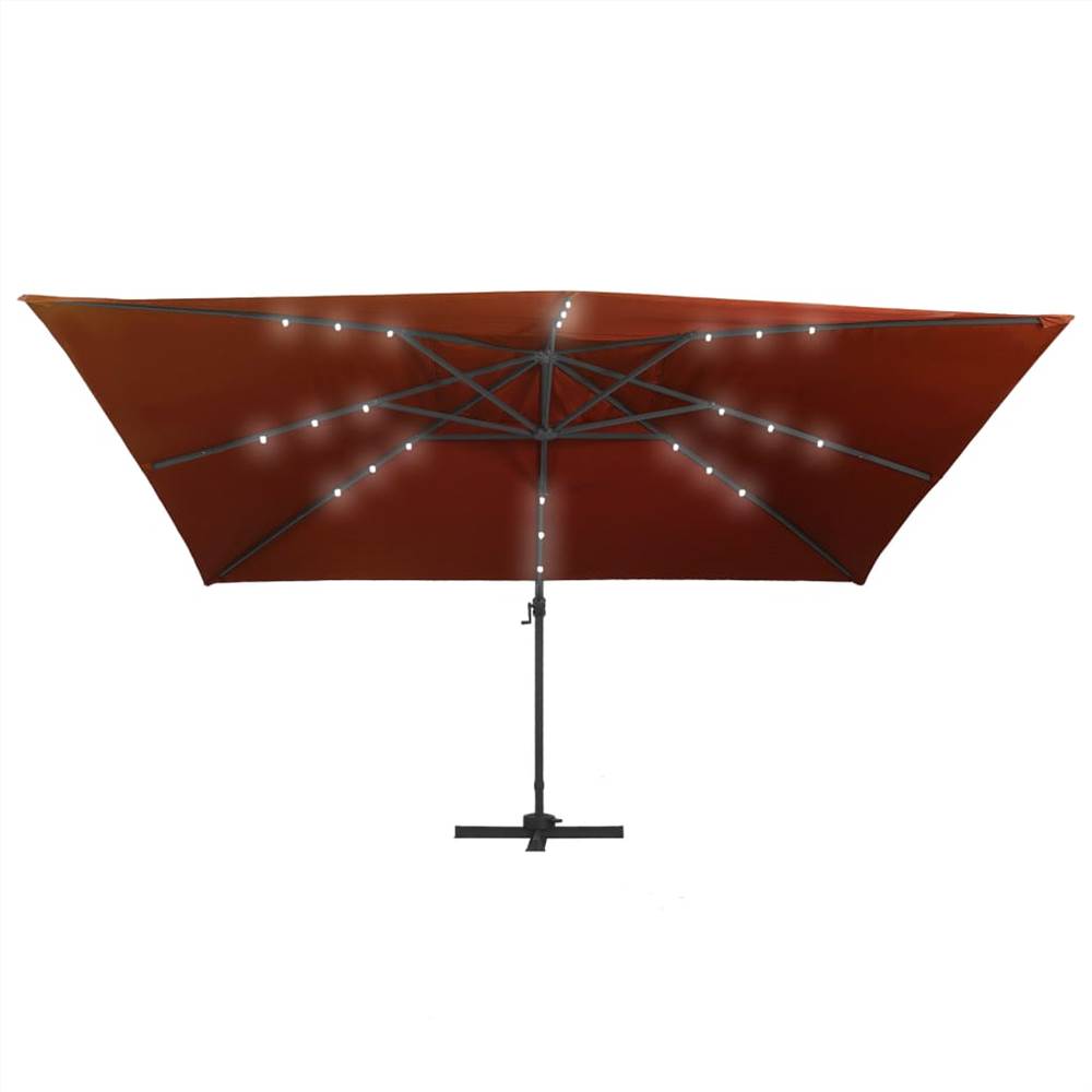 Cantilever Umbrella with LED Lights Terracotta 400x300 cm