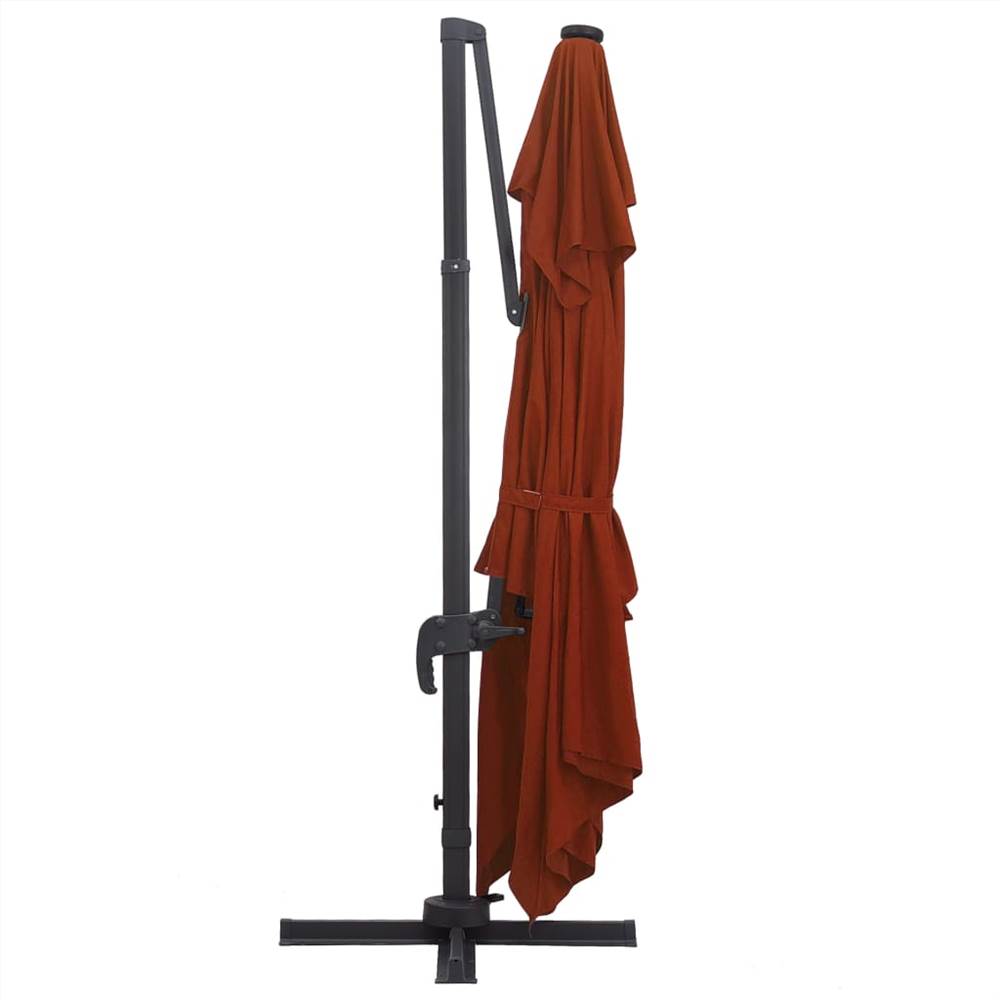 Cantilever Umbrella with LED Lights Terracotta 400x300 cm