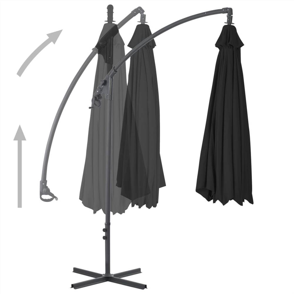 Cantilever Umbrella with Steel Pole 300 cm Black