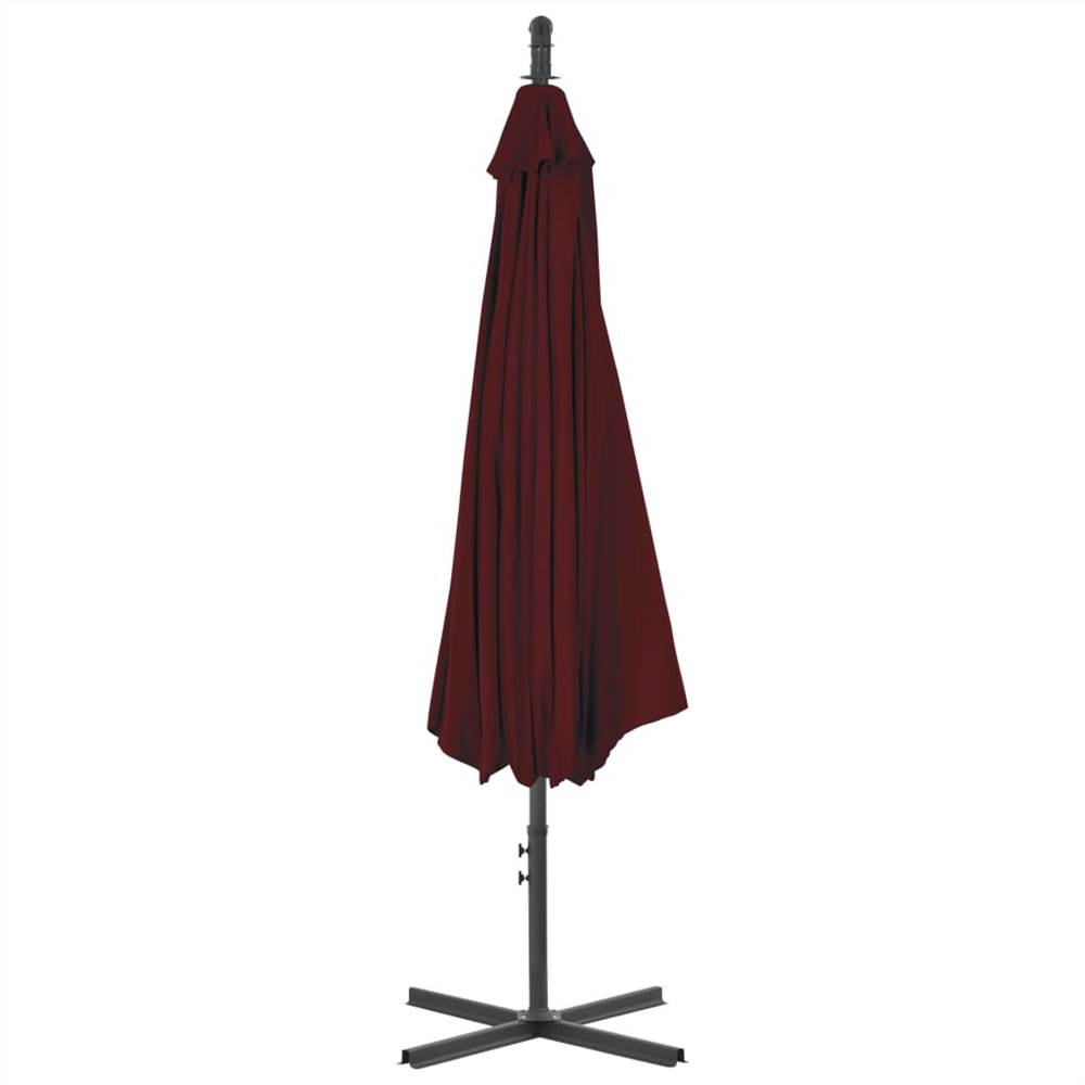 Cantilever Umbrella with Steel Pole 300 cm Bordeaux Red