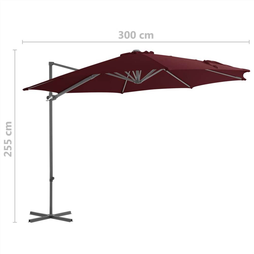 Cantilever Umbrella with Steel Pole Bordeaux Red 300 cm