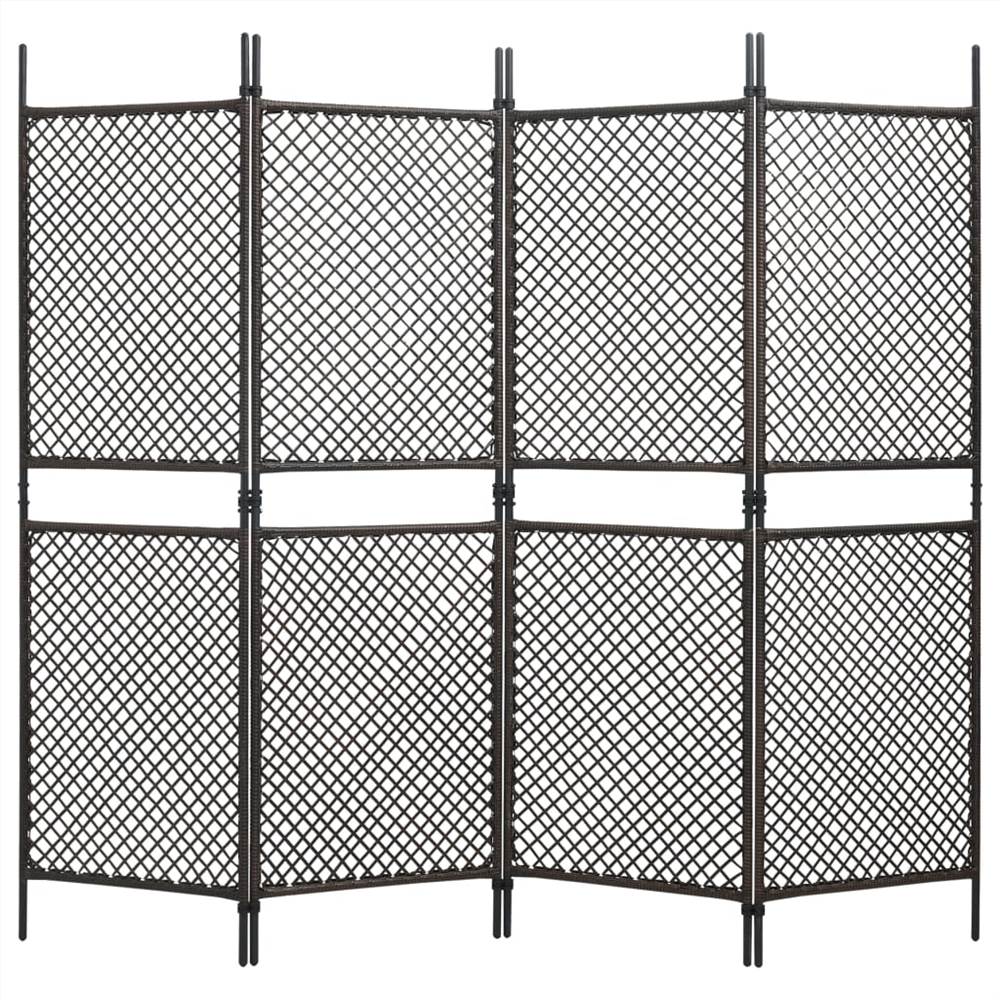 

Fence Panel Poly Rattan 2.4x2 m Brown