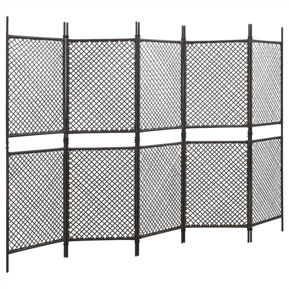 Fence Panel Poly Rattan 3x2 m Brown