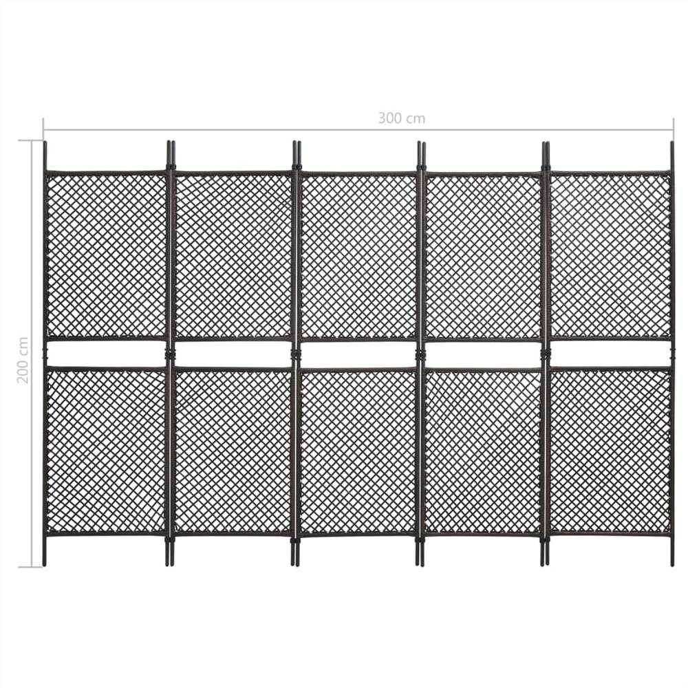 Fence Panel Poly Rattan 3x2 m Brown