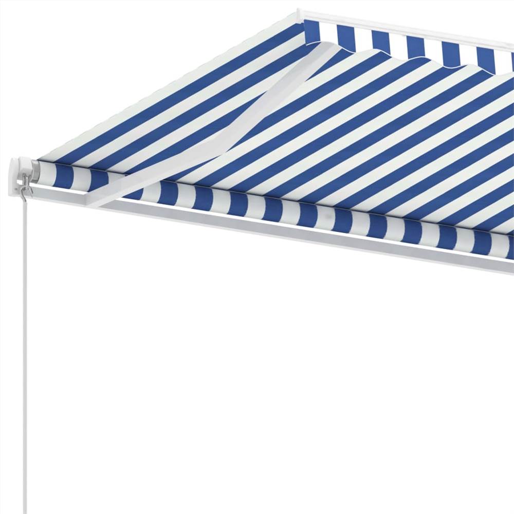 Freestanding Manual Retractable Awning 400x350 cm Blue/White