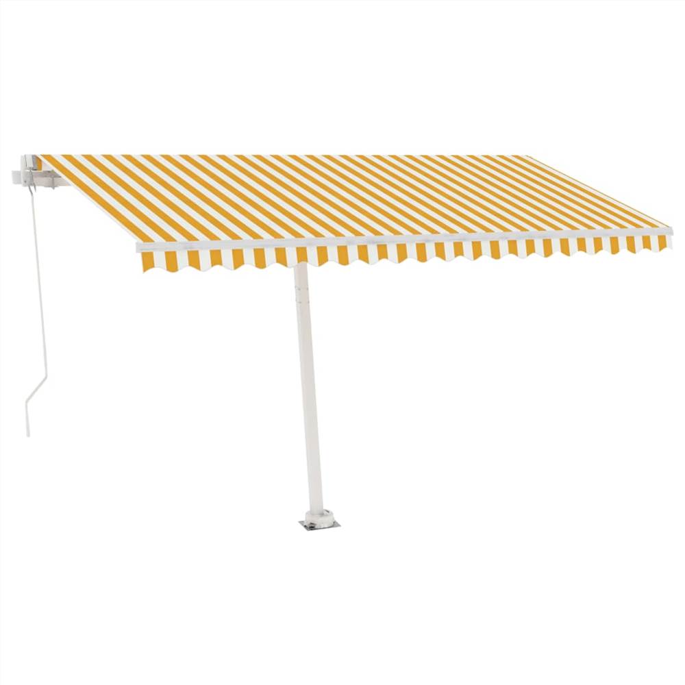 Freestanding Manual Retractable Awning 400x350 cm Yellow/White