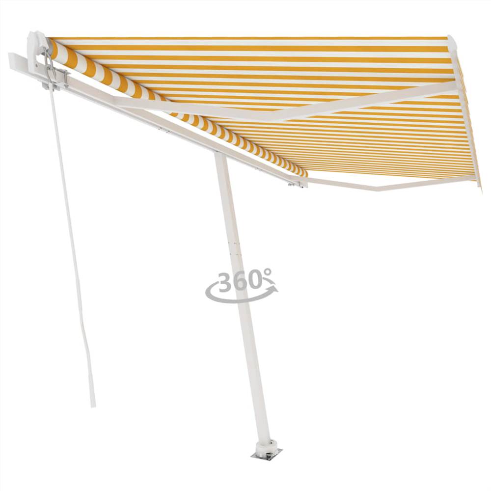 

Freestanding Manual Retractable Awning 450x350 cm Yellow/White