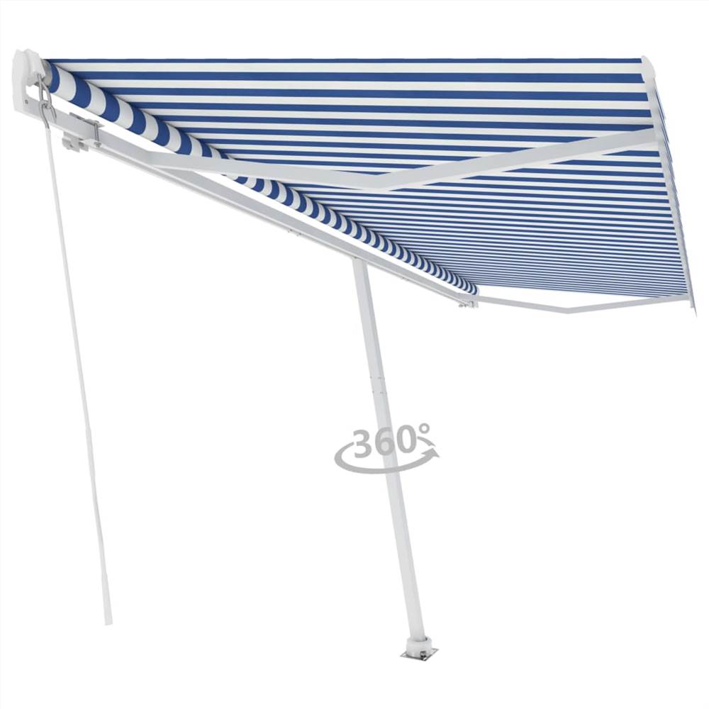 Freestanding Manual Retractable Awning 500x350 cm Blue/White