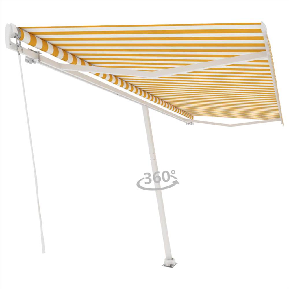 Freestanding Manual Retractable Awning 500x350 cm Yellow/White