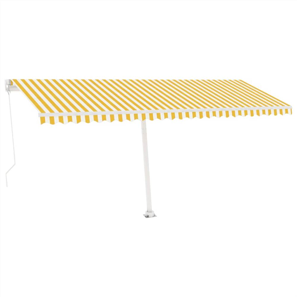 Freestanding Manual Retractable Awning 500x350 cm Yellow/White