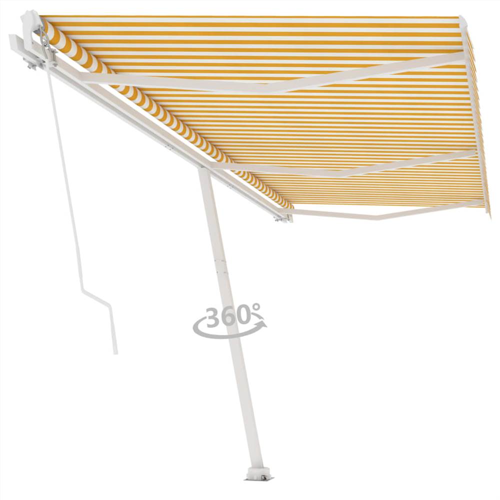 Freestanding Manual Retractable Awning 600x350 cm Yellow/White