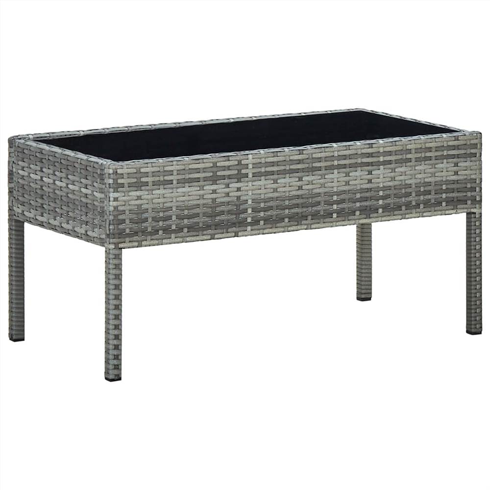 

Garden Table Grey 75x40x37 cm Poly Rattan