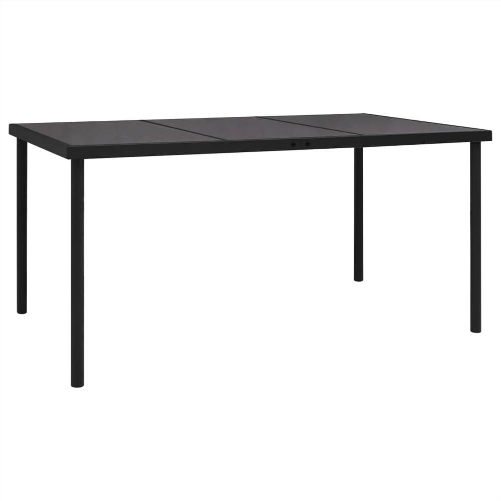 

Garden Table with Glass Tabletop Black 150x90x74 cm Steel