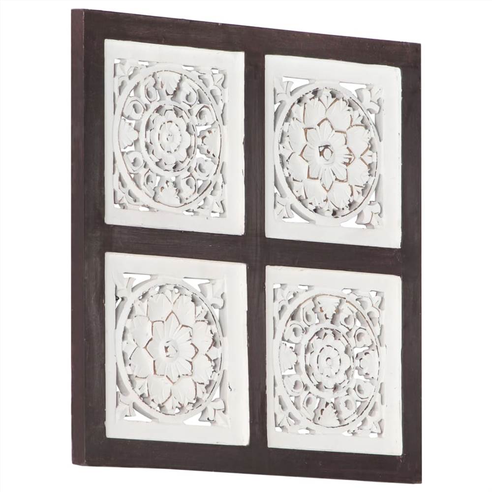Hand-Carved Wall Panel MDF 40x40x1.5 cm Brown and White