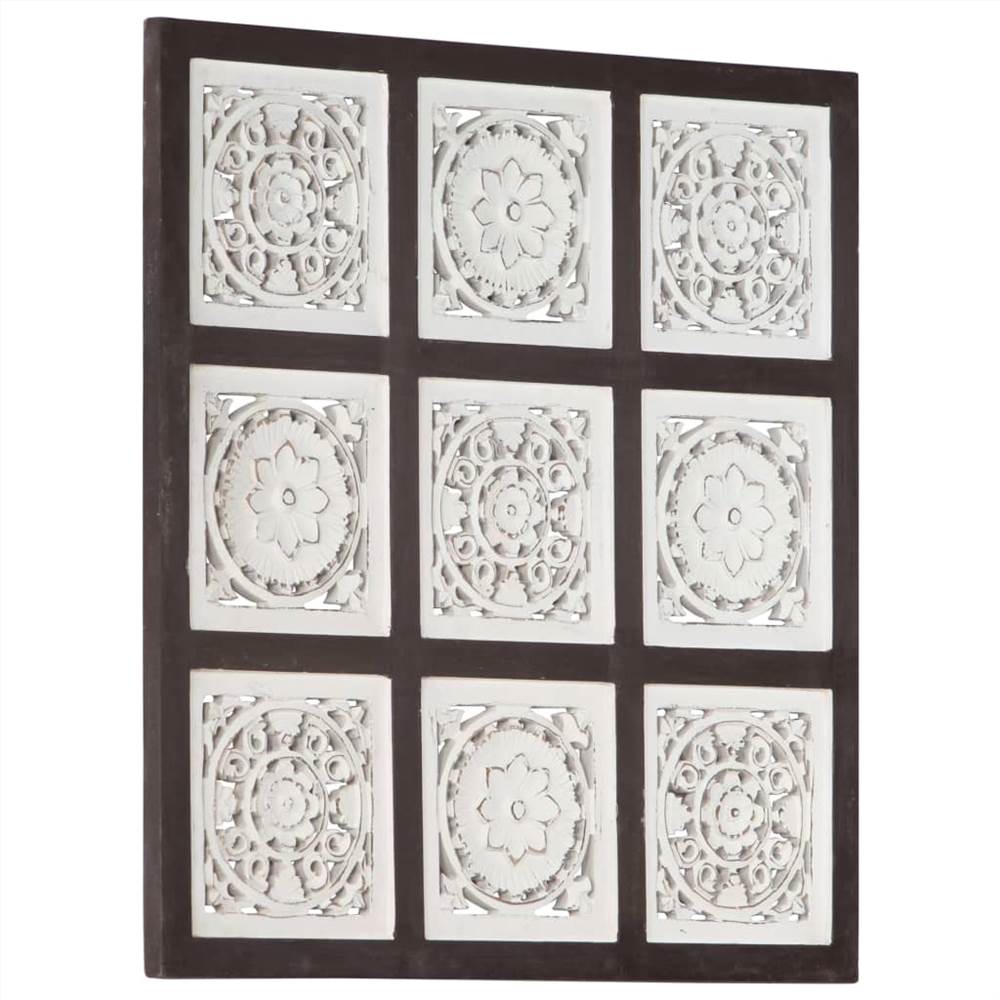 Hand-Carved Wall Panel MDF 60x60x1.5 cm Brown and White