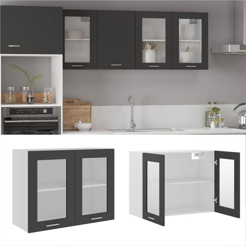 

Hanging Glass Cabinet Grey 80x31x60 cm Chipboard