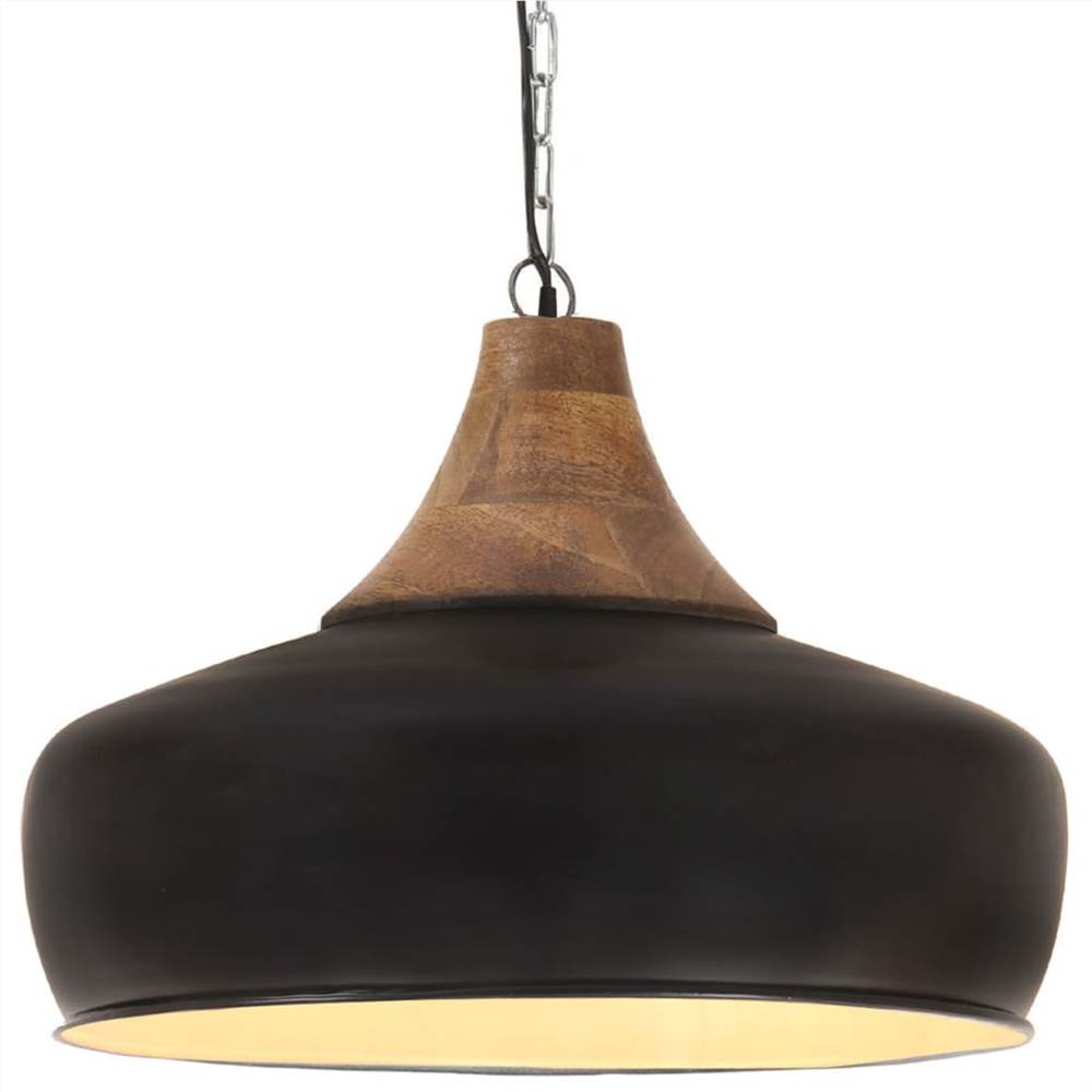 

Industrial Hanging Lamp Black Iron & Solid Wood 35 cm E27