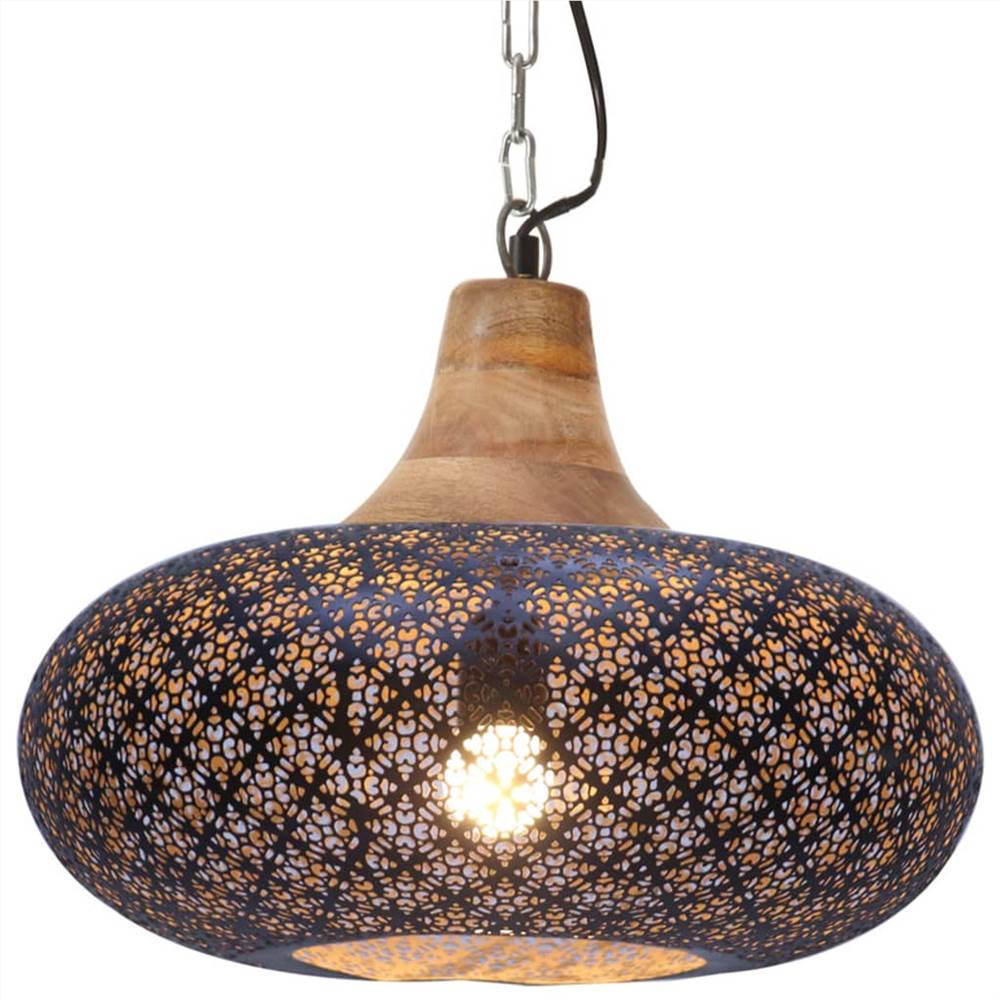 

Industrial Hanging Lamp Black Iron & Solid Wood 40 cm E27