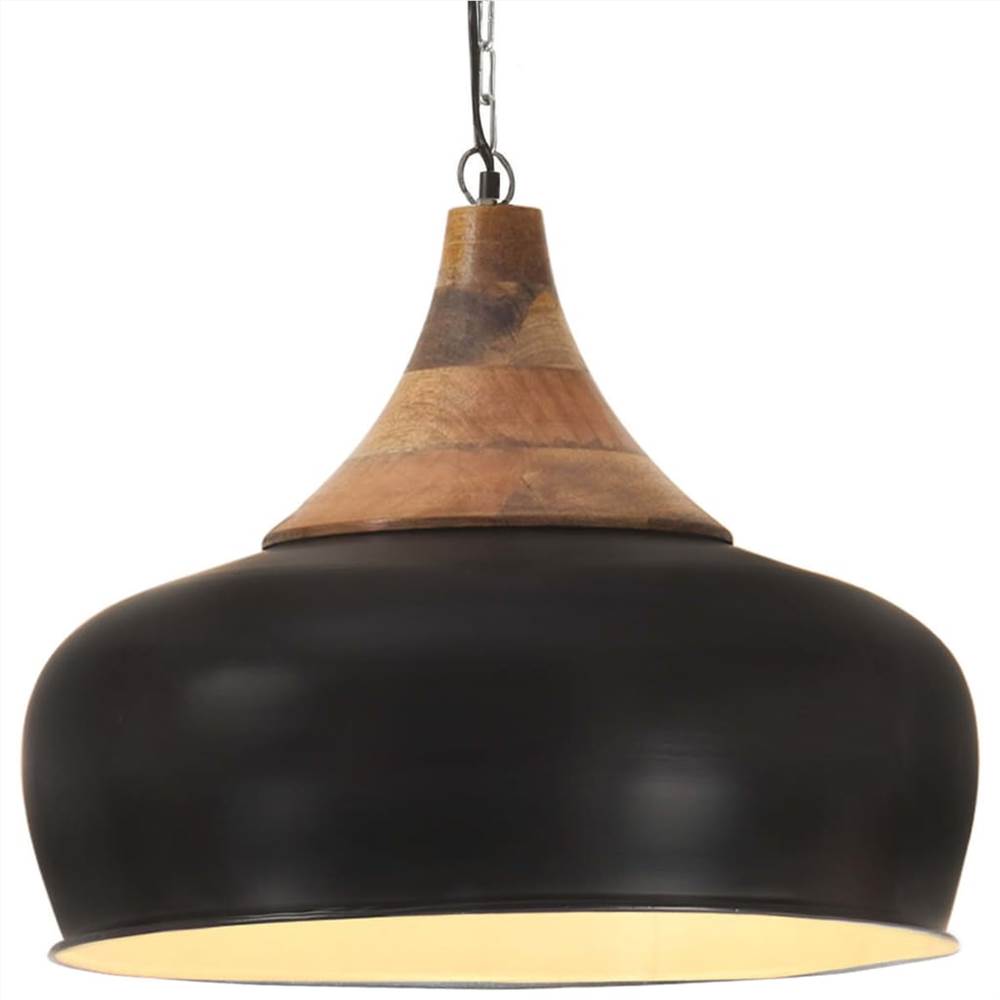 

Industrial Hanging Lamp Black Iron & Solid Wood 45 cm E27