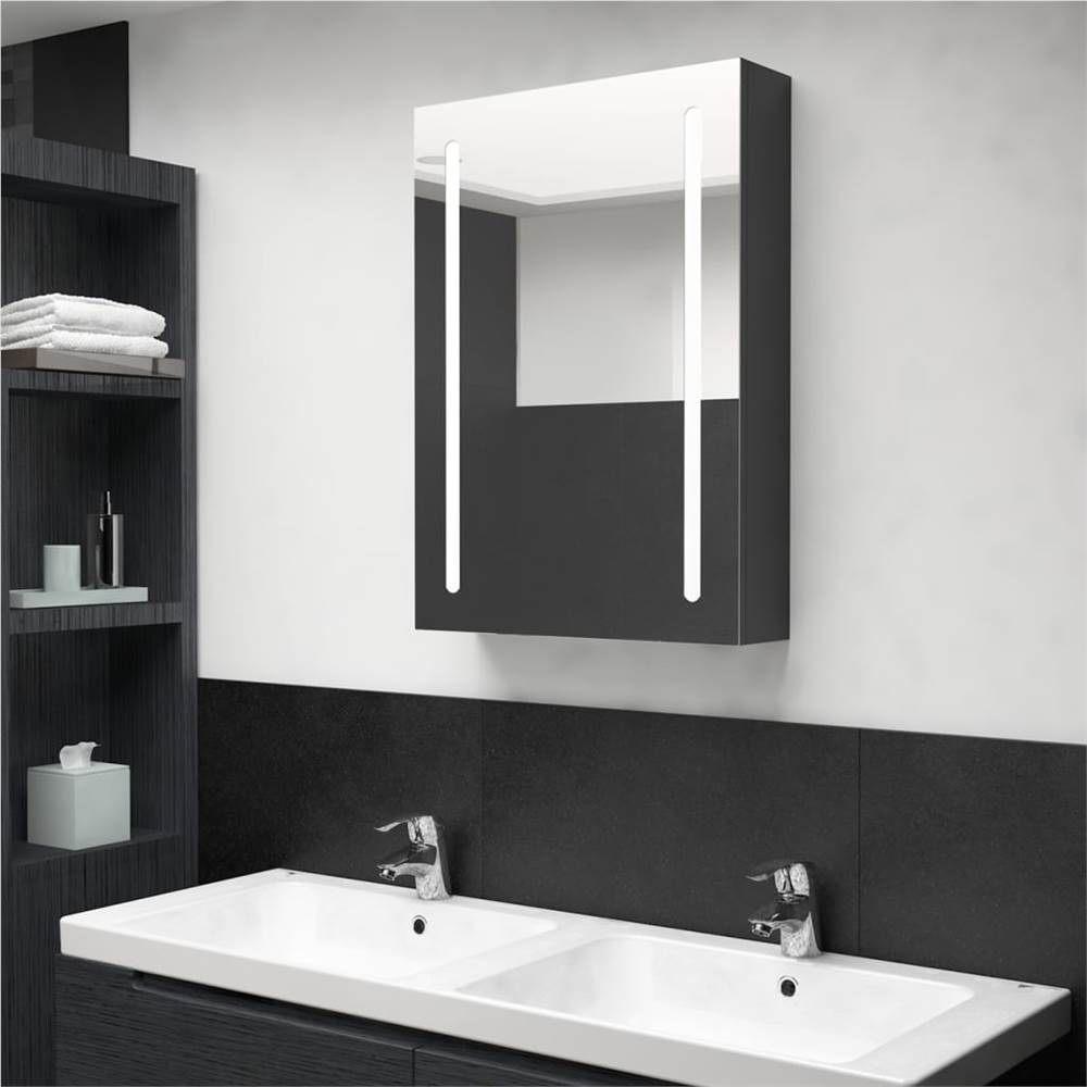 LED Bathroom Mirror Cabinet Shining Black 50x13x70 cm