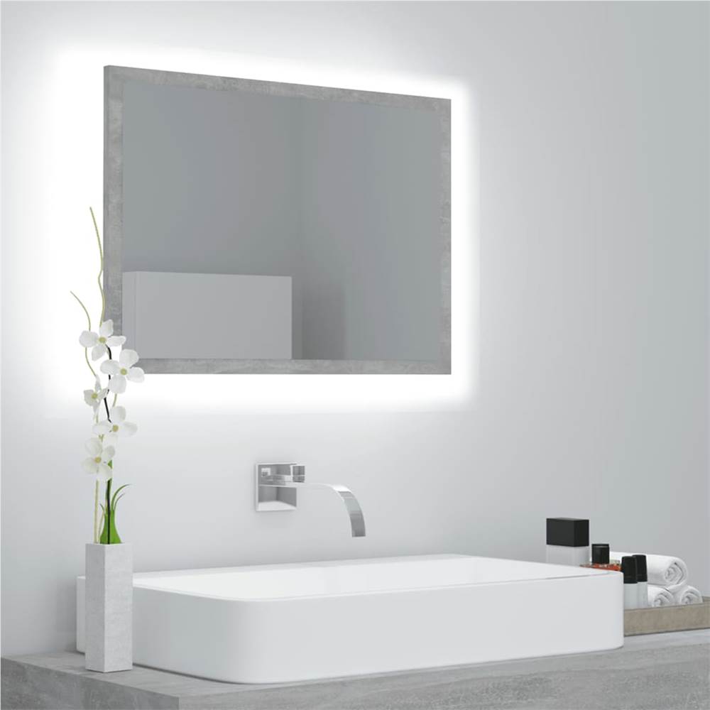 

LED Bathroom Mirror Concrete Grey 60x8.5x37 cm Chipboard