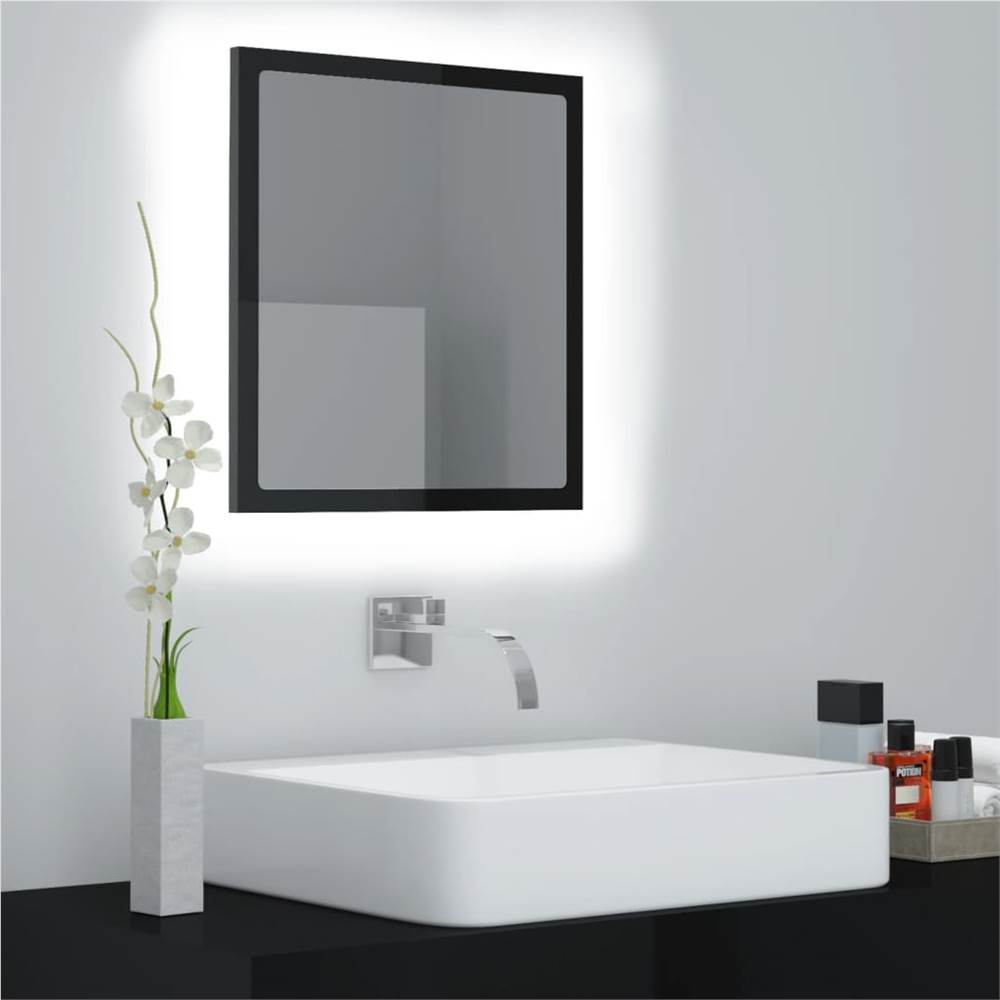 

LED Bathroom Mirror High Gloss Black 40x8.5x37 cm Chipboard
