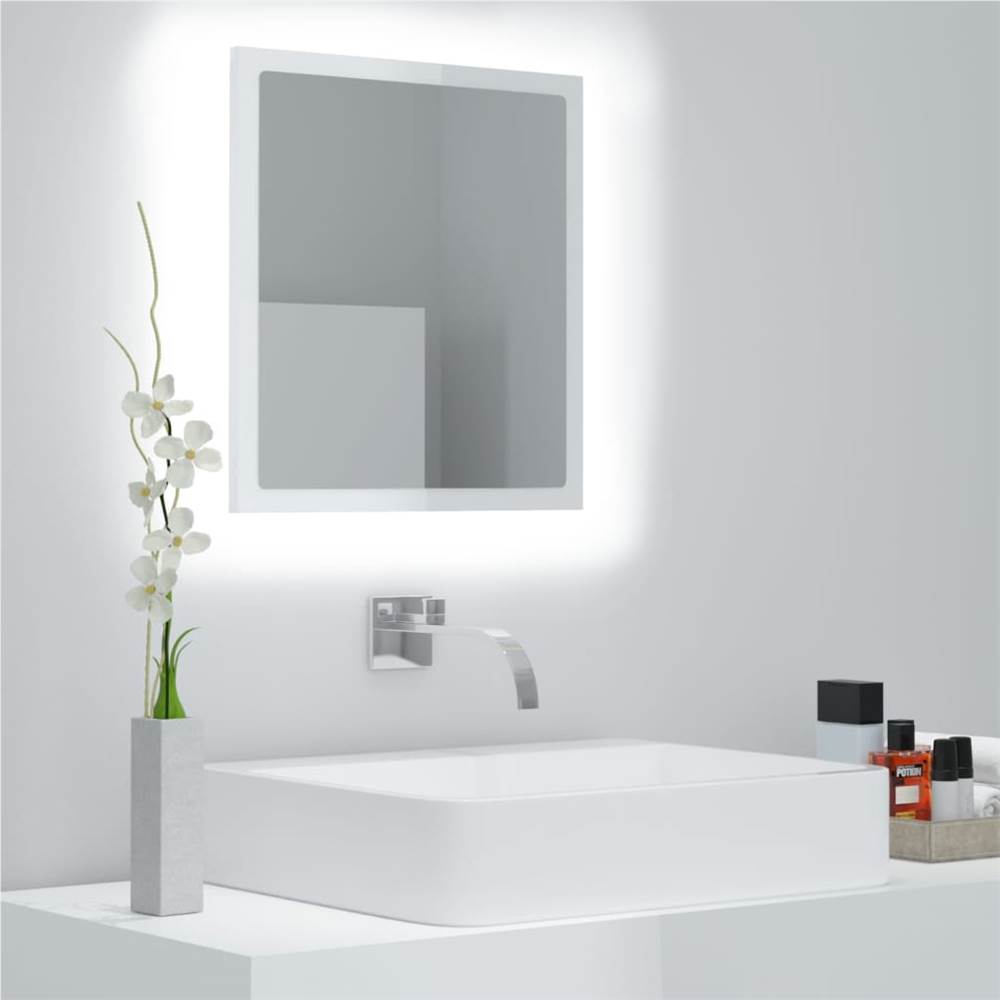 

LED Bathroom Mirror High Gloss White 40x8.5x37 cm Chipboard