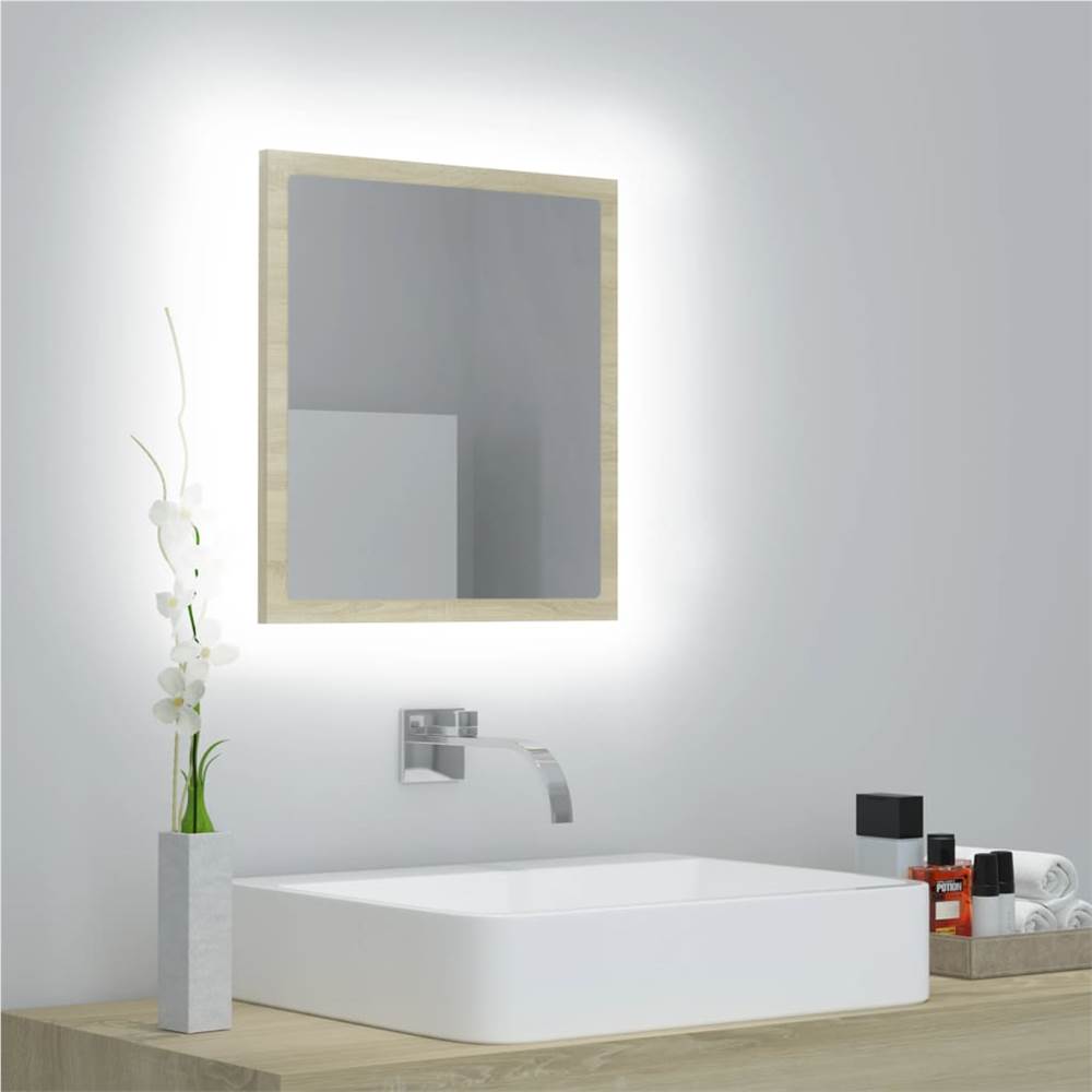 

LED Bathroom Mirror Sonoma Oak 40x8.5x37 cm Chipboard