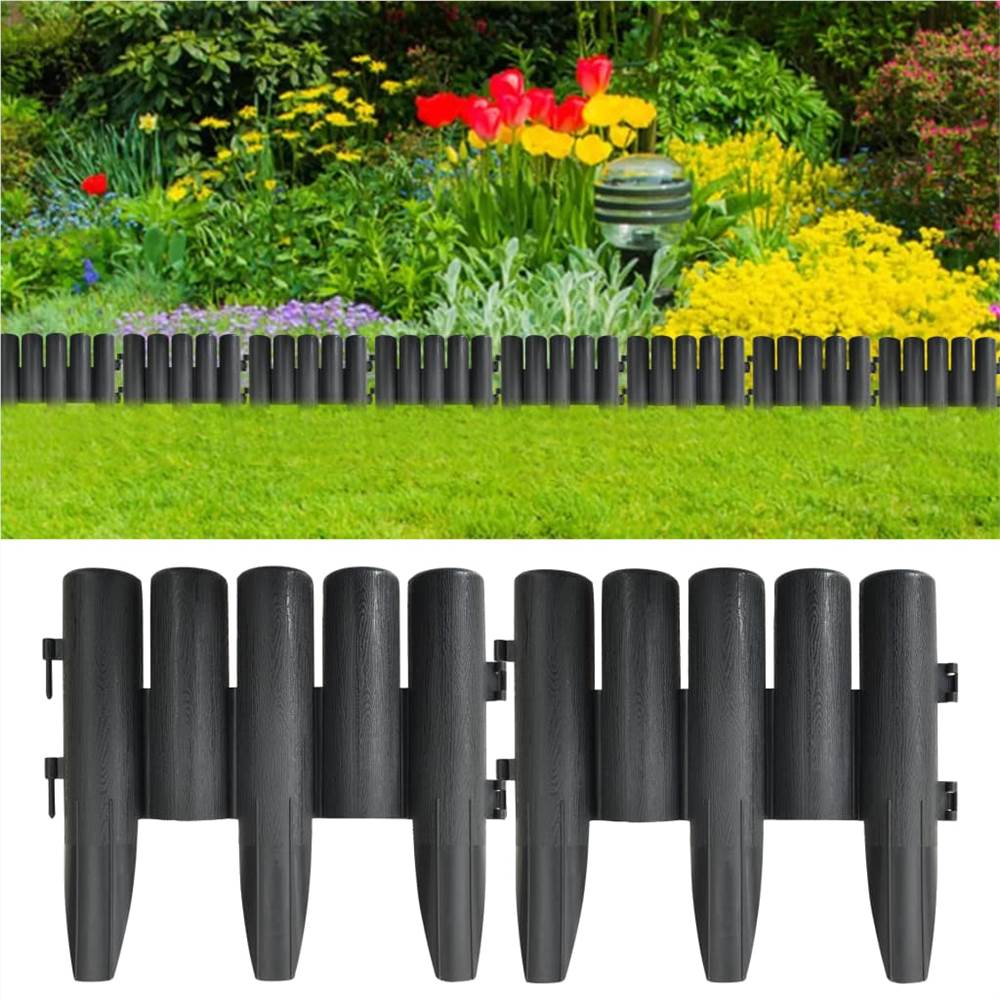 

Lawn Edgings 36 pcs Anthracite 10 m PP