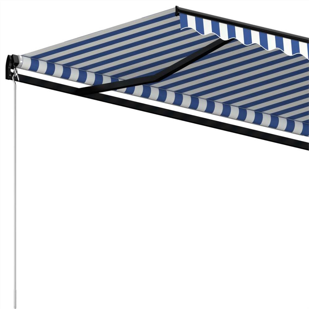 Manual Retractable Awning 400x350 cm Blue and White