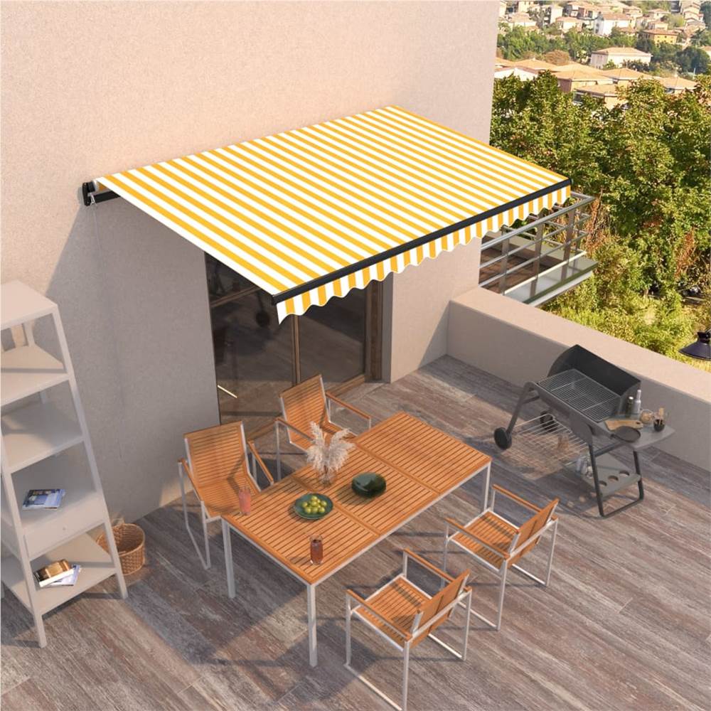 Manual Retractable Awning 450x300 cm Yellow and White
