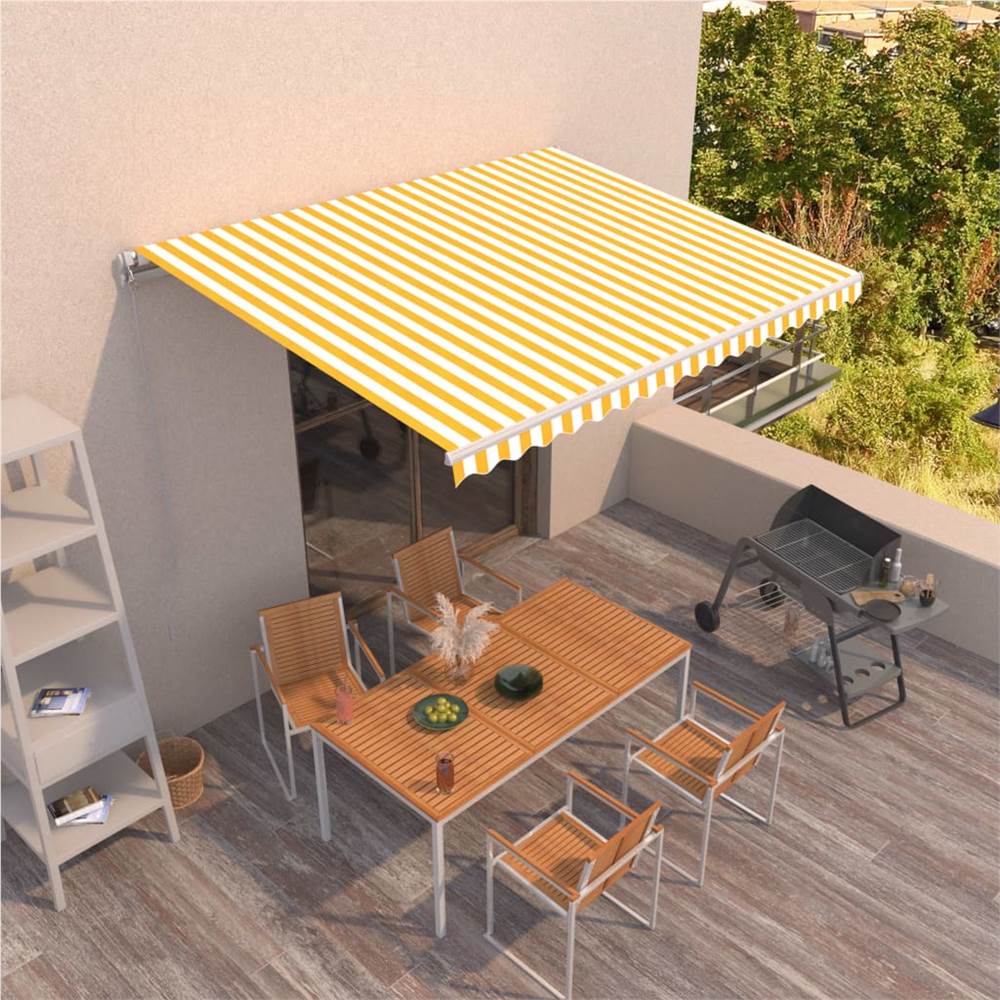 

Manual Retractable Awning 450x300 cm Yellow and White