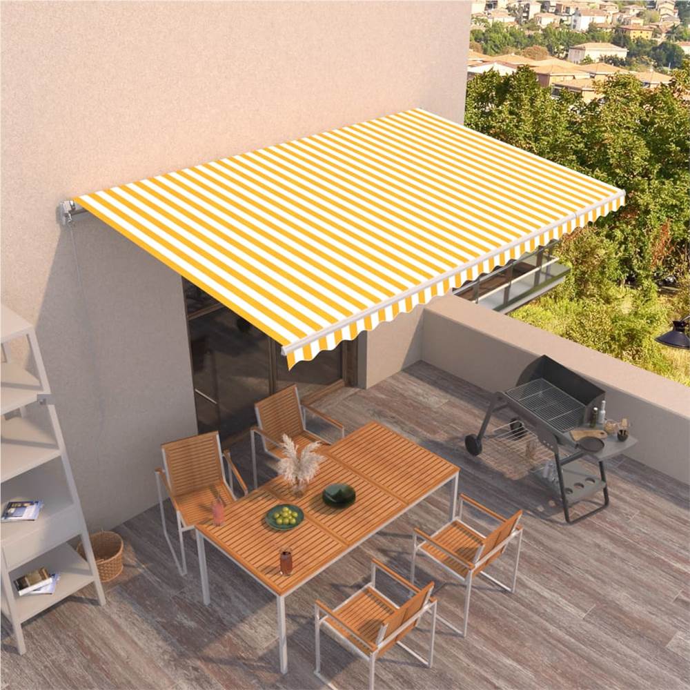 Manual Retractable Awning 500x350 cm Yellow and White