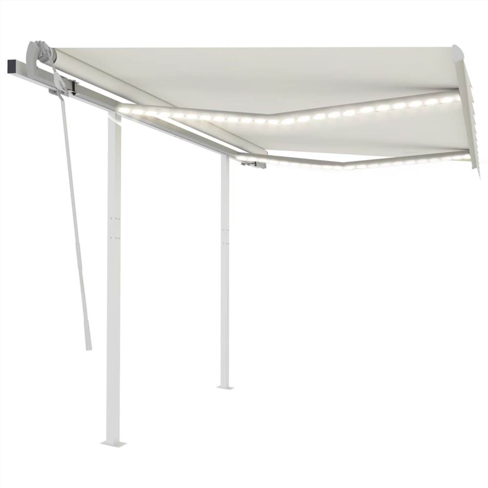 

Manual Retractable Awning with LED 3.5x2.5 m Cream