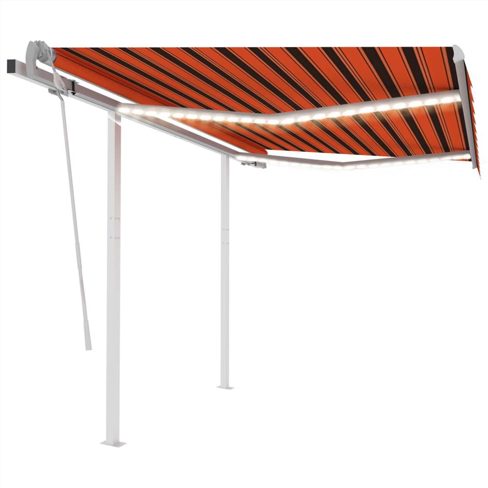 

Manual Retractable Awning with LED 3.5x2.5 m Orange and Brown