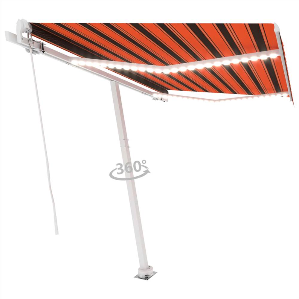 

Manual Retractable Awning with LED 300x250 cm Orange and Brown